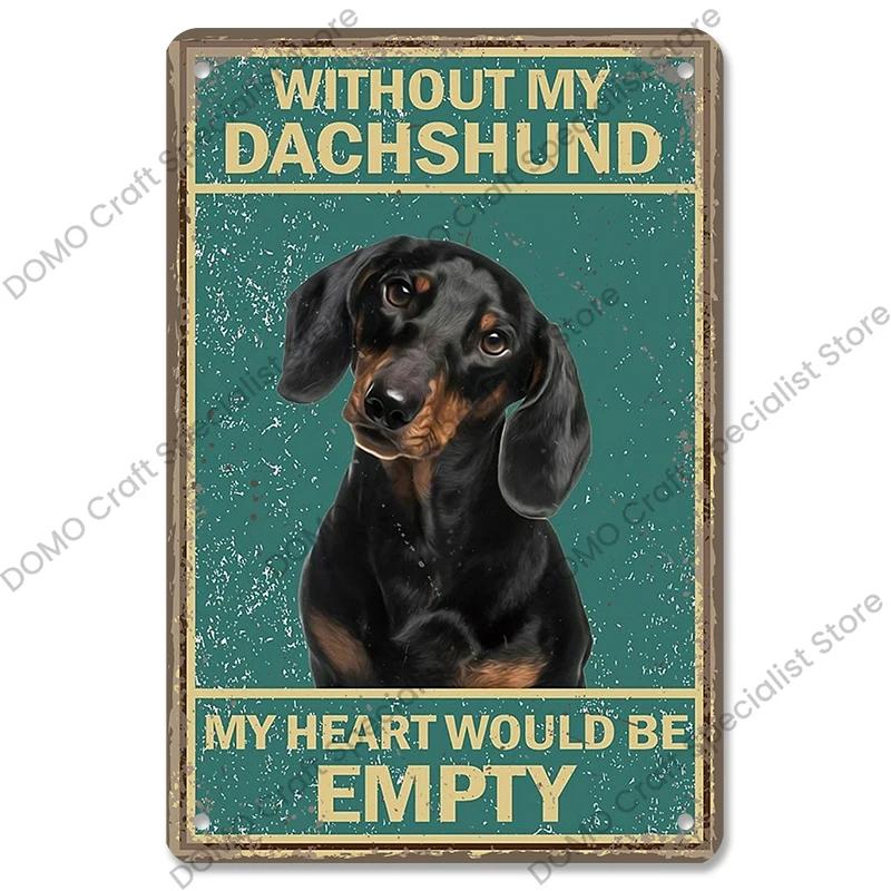 Pet Dog Dachshund Plaques Vintage Metal Plate Drink Coffee Wine Read Book Metal Tin Signs Wall Decor for Bar Pet Shop House