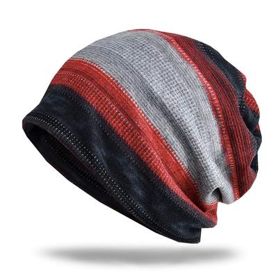 WHITE FANG Knit Knit CA028 Gray Hat, Hat, Cap, Striped, 2way, Men's, Women's, (05 (fleece Lining))