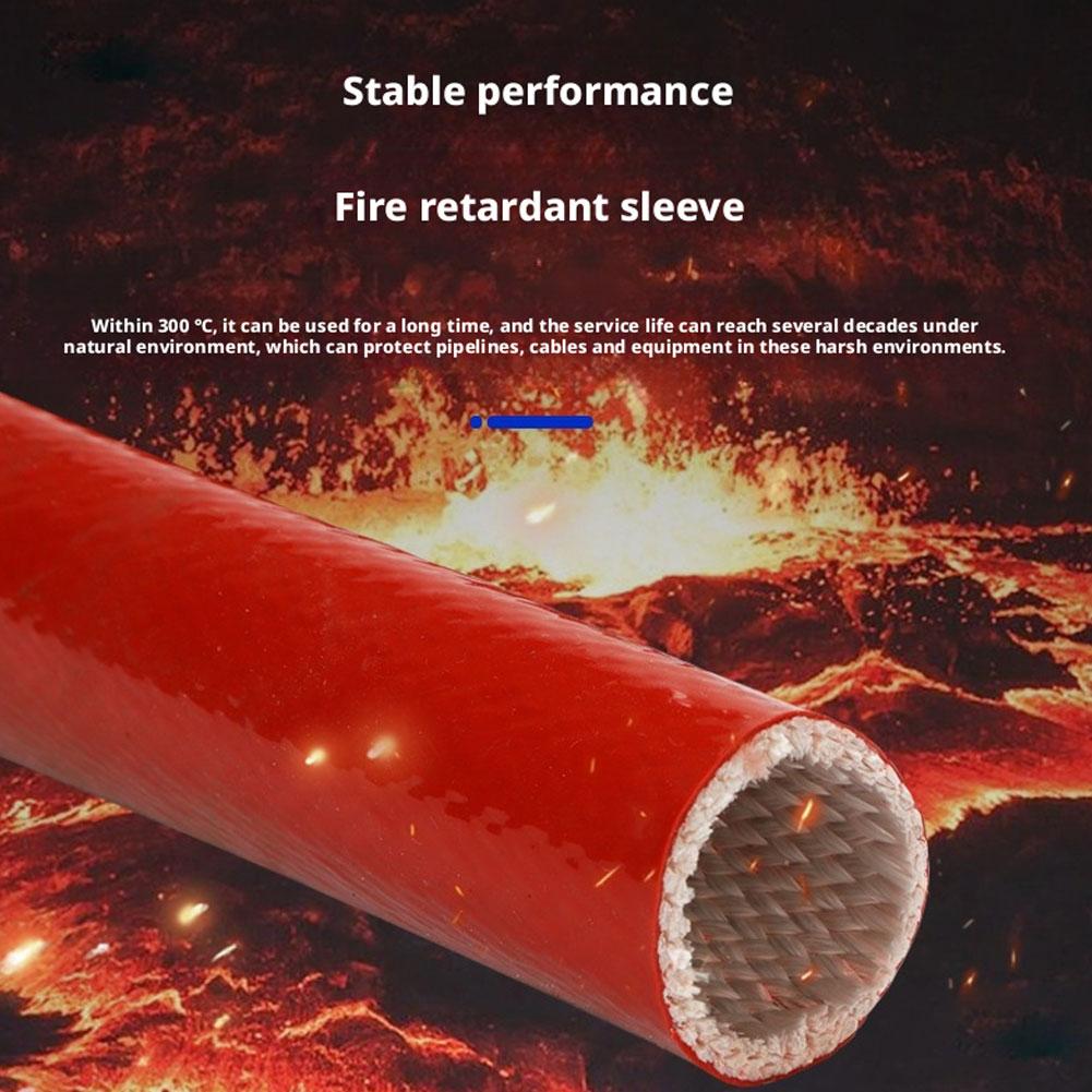 Diameter 25mm High Temperature Resistant Fiberglass Tube Silicone Resin Coated Glass Fiber Braided Fireproof Sleeve