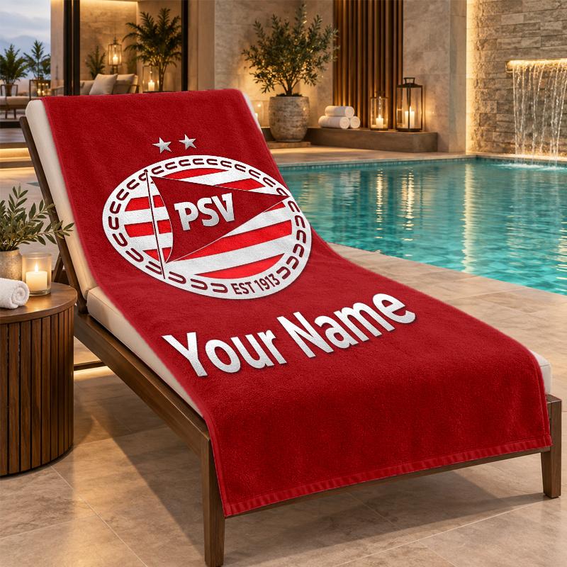 Custom Name PSV Eindhoven Beach Towel Personalized Text Soft Towel Swimming Travel Bath Gift