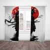 2pcs- Cherry Blossom Sunset Samurai Polyester Curtains, Pole Bag Curtains 42*84, Bedroom, Living Room, Home Room Decoration