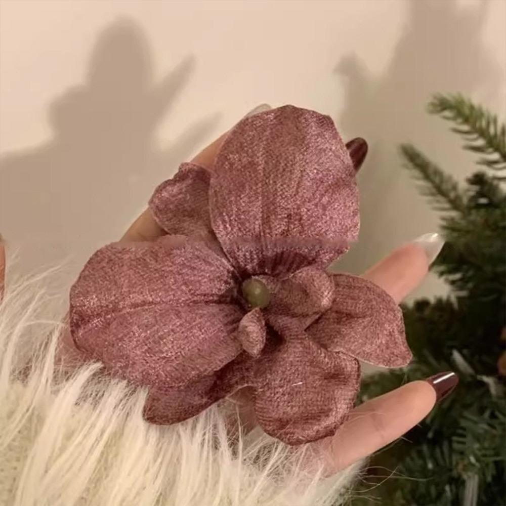 Realistic Orchid Flower Hair Clip Elegant Vacation Photoshoots Props Loose Hair Hairpin Side Clip for Bangs for Women Girls