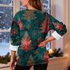 Women's Fashion Casual Long Sleeve Christmas Printed Round Neck Plus Velvet Thickened Sweatshirt