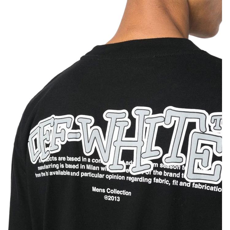 OFF WHITE T Shirts Men's Black Crew Neck Moderate OMAA038F22JER0031001