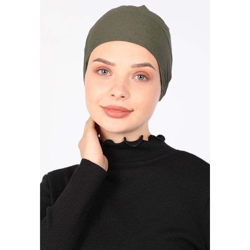

Чепчик из чесаного хлопка Miray с лайкрой цвета хаки One Size хаки