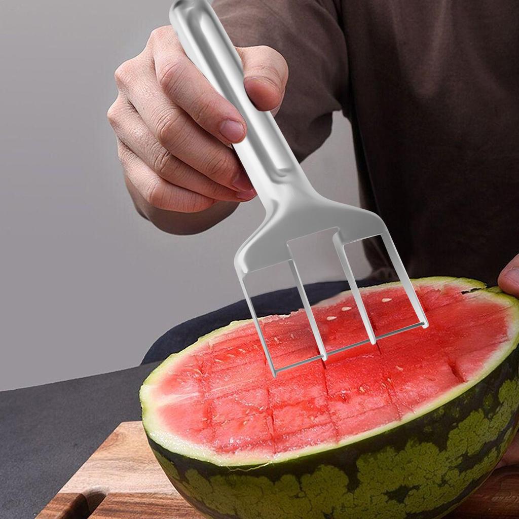 Watermelon Slicer Three-Cut Watermelon Cutting Tool Stainless Steel Fruit Cutter Gadget For Daily Home Outdoor Picnic Camping