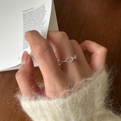 S925 Silver Ring with Ring and Ring, Female Line Simple Ring Hand Jewelry