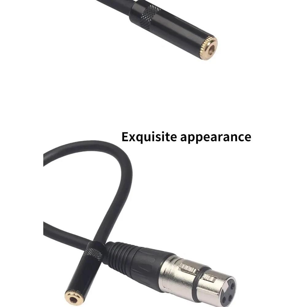 Kalkanlı Siyah Çinko Alaşımlı Gövde 3.5 Dişi Canon Ses Kablosu Mikrofon Adaptör Kablosu 0.3 Metre Örgülü Tel Uzatıcı