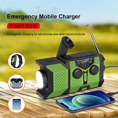 Emergency Hand Crank Radio AM/FM/WB Weather Radio with Power Bank SOS LED Flashlight Solar Radio for Indoor Outdoor Emergencies