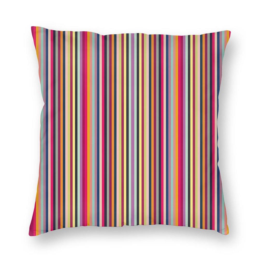 s Retro Vertical Stripes Square Pillowcase Polyester Linen Velvet Pattern Zip Decorative Sofa Seater Cushion Cover