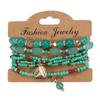 Bohemian Multi-Layer Beaded Leaf Charm Stretch Bracelet for Women