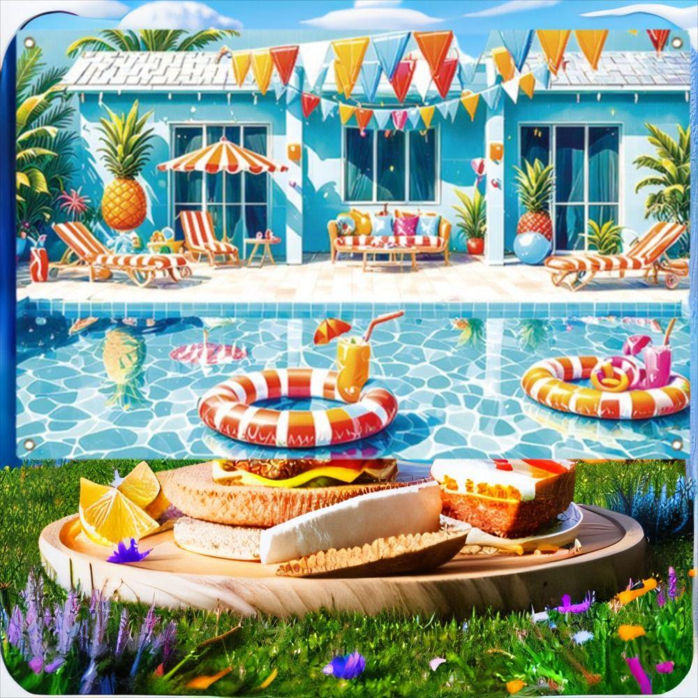 Pineapple Parasol Hawaiian Photography Background Party Hanging Banner Gender Reveal