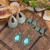 Cercei turcoaz Cercei boemi cu ciucuri, aliaj geometric, stil retro, accesorii urechi lăudăroși