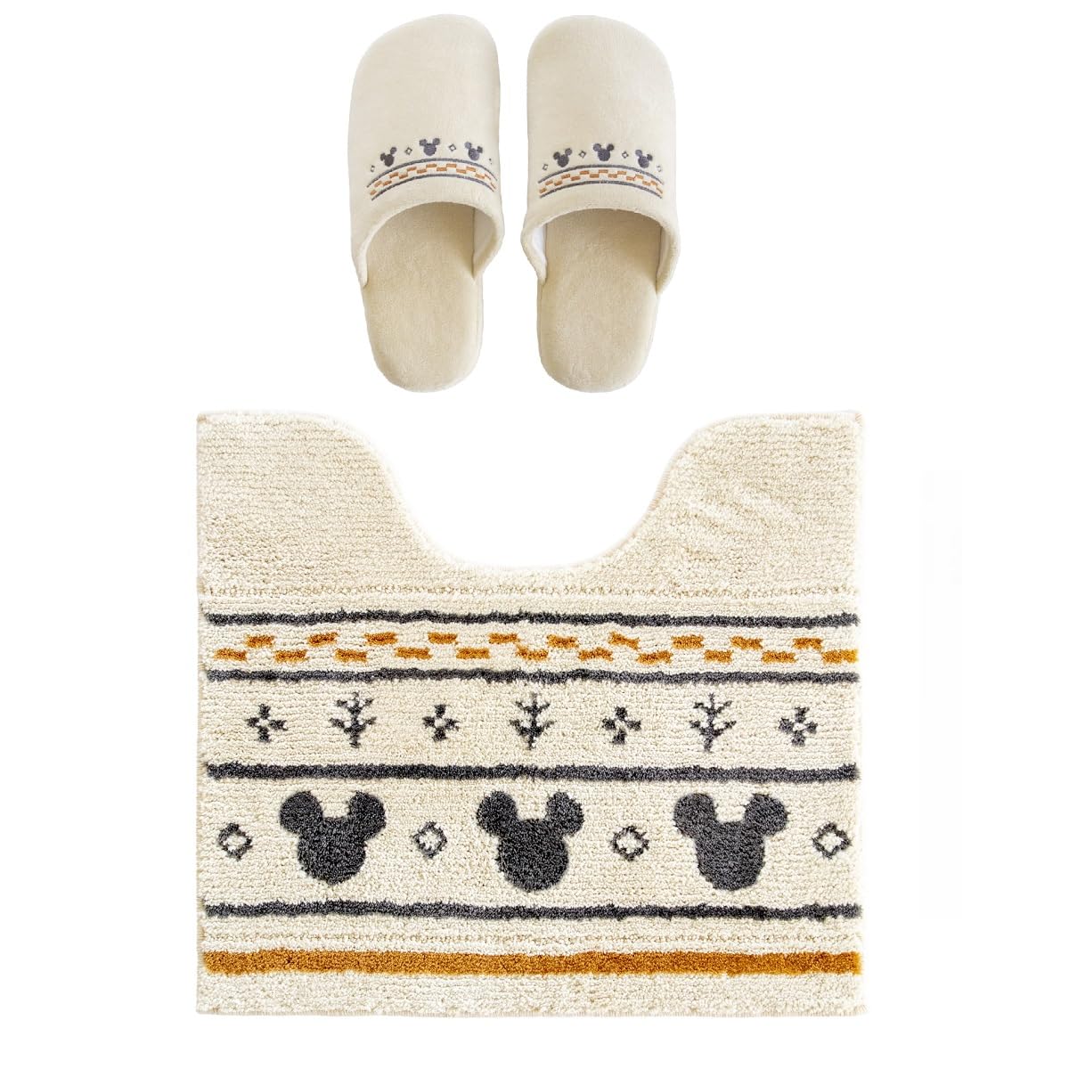 Набор из 2 предметов: коврик для туалета и тапочки Микки Маус, бежевый, набор для туалета Дисней, Oka MC Grand, стильный, модель 2023 года