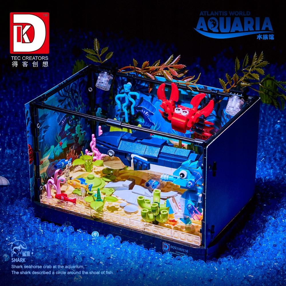 Aquarium Shark Crab Block Set With Fish Underwater World Led