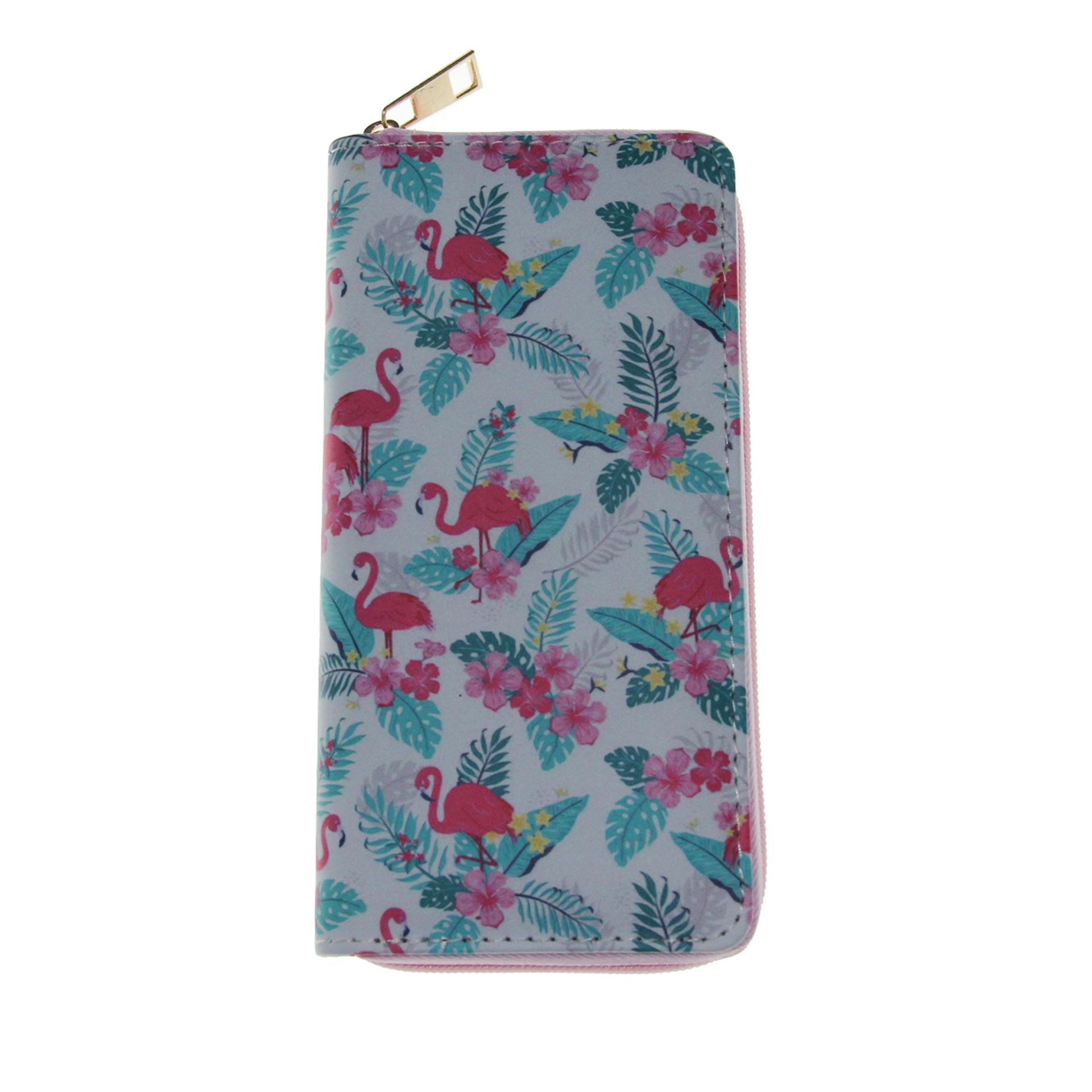 

Новый маленький кошелек с длинной молнией с цветочным фламинго, кошелек