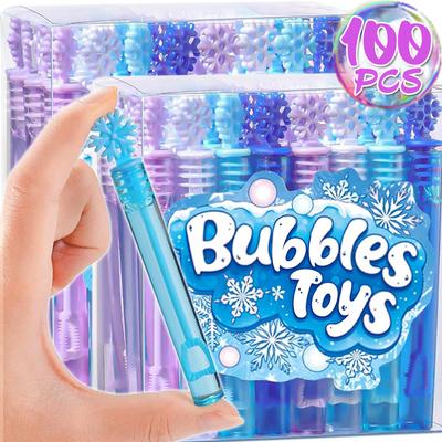 10/100PCS Mini Bubble Tubes Snowflake Shaped Wand Bubble Empty Bottle Christmas Birthday Party Decor Creative Kids Toys Gifts