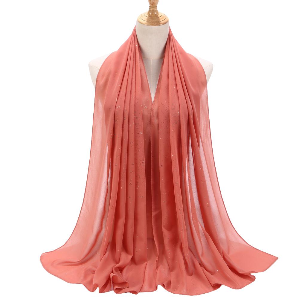 Women's Chiffon Shawl, Glitter Gold Powder Scarf, Chiffon Hijab for Party/Beach