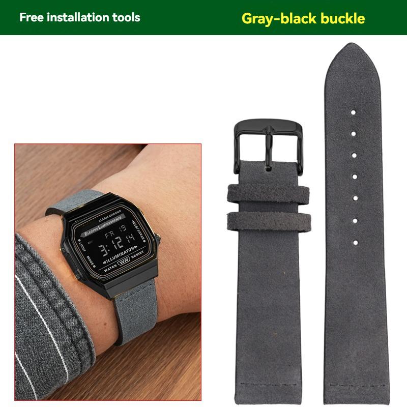 

For Casio a168we AE-1200/1300 F91w A159 F105 A158 a169 f91w SGW-300 Vintage Watch Suede Leather Strap Watchband 18mm 18mm