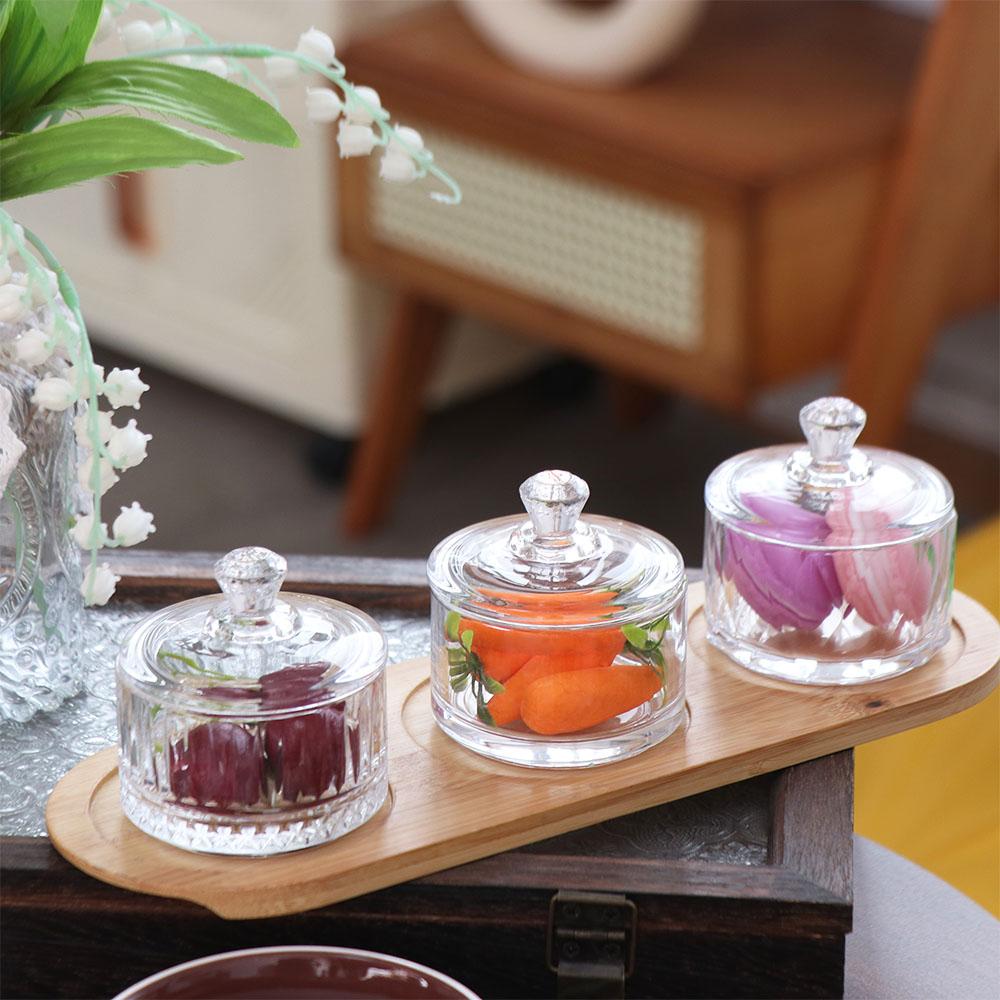 Round Glass Dessert Bowl Transparent Yogurt Bowl Kitchen Storage Jar Ice Cream Bowl  Party