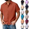 Button Down Short Sleeve Shirts For Men Casual Cotton Linen Color Top Summer Light Weight Soft Fitted Shirt
