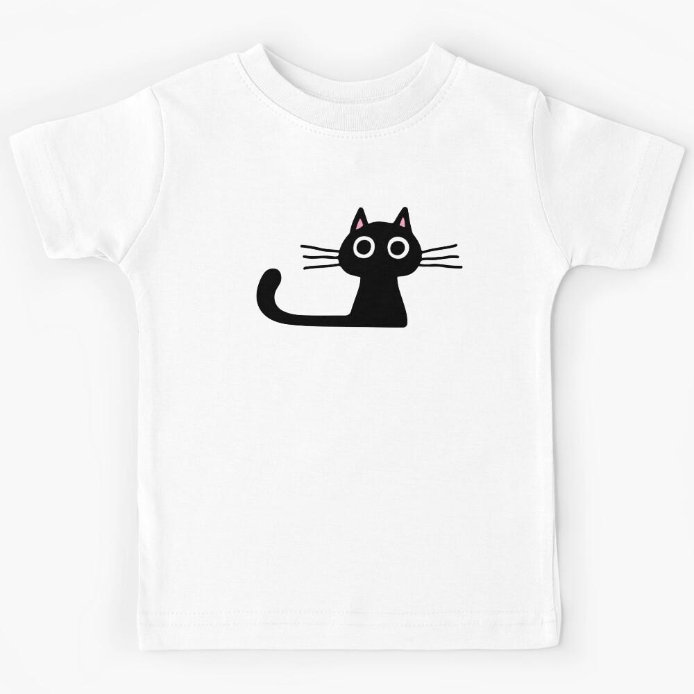 Cutie Kitty Cat Wide Eyed Black Kitten Kids T-Shirt 120