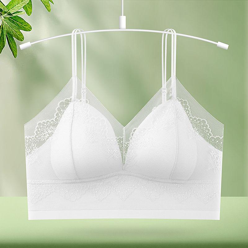 French Lace Backless Women's Bra Comfortable Breathable Silk Sling One-Piece Wire-Free Push-Up Cami