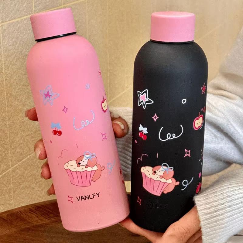 Cute Cake Cat Stainless Steel Insulated Cup, High Aesthetic Design, Portable Small Mouth Bottle for Women Keep Hot & Cold Drinks