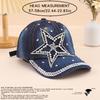 Stylish Rhinestone Studded Star Denim Baseball Cap - Adjustable, Casual, Outdoor Sun Protection Peaked Hat with Sparkling Accent