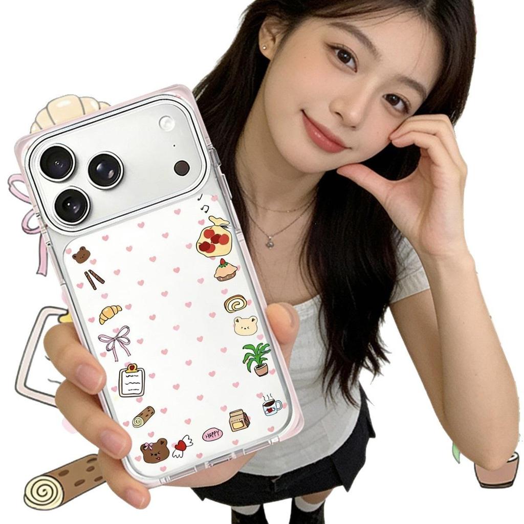 Crystal Square Cartoon Puppy iPhone 15 Pro Max Case - Anti-Drop Cover