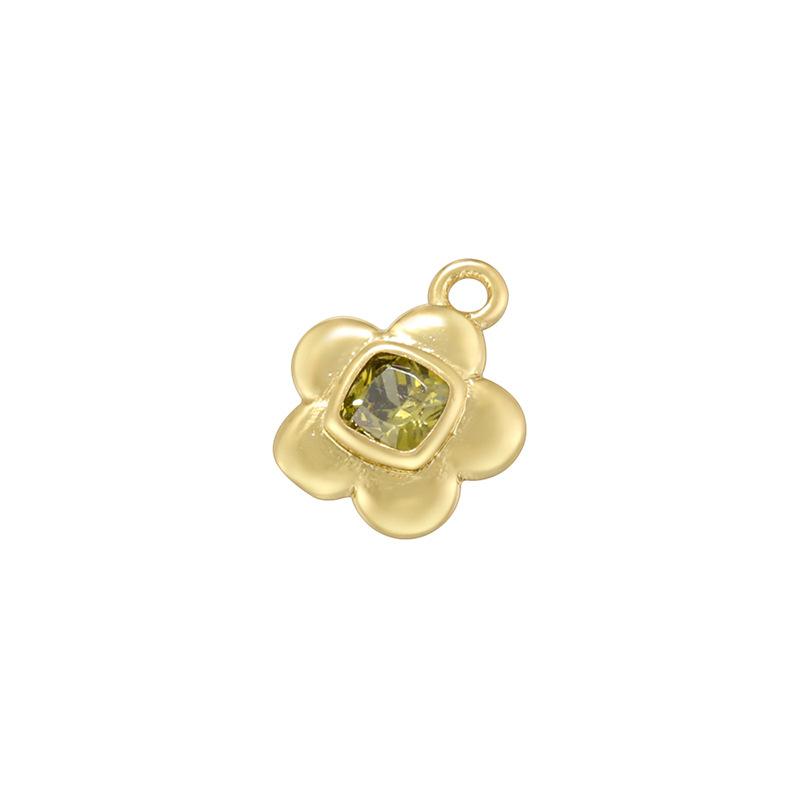 Fresh And Sweet Copper With Colored Diamonds Five-Petal Flower Pendant, Small And Exquisite Square Flower Accessories Vd1531-1532