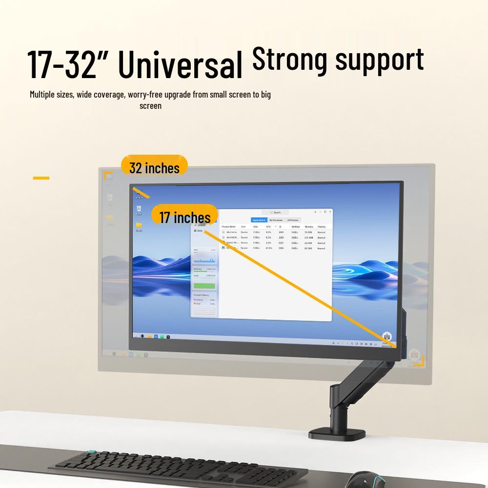 Gas Spring Monitor Stand for 17-32 inch Screens, Adjustable with 2-10KG Load Capacity Black and White M252