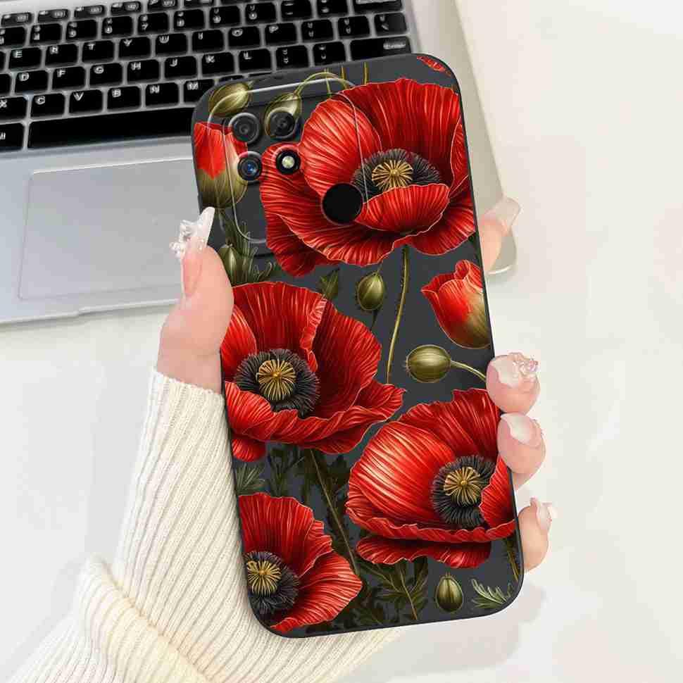For Realme Narzo 50A Case RMX3430 Colorful Flowers Soft Silicone Cover For Oppo Realme Narzo50a 6.51" Fashion Protective Shell