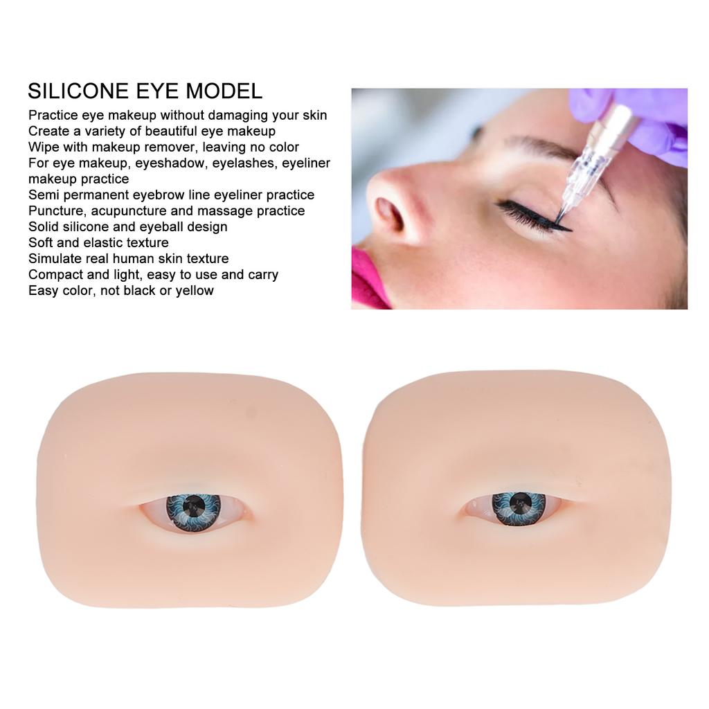 1 Pair Soft Silicone Eye Model Flexible 5D for Practicing Piercing Suture Makeup Tching Instructions