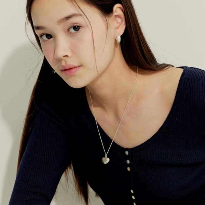 Murmur [925silver]Matt Heart Drop Necklace