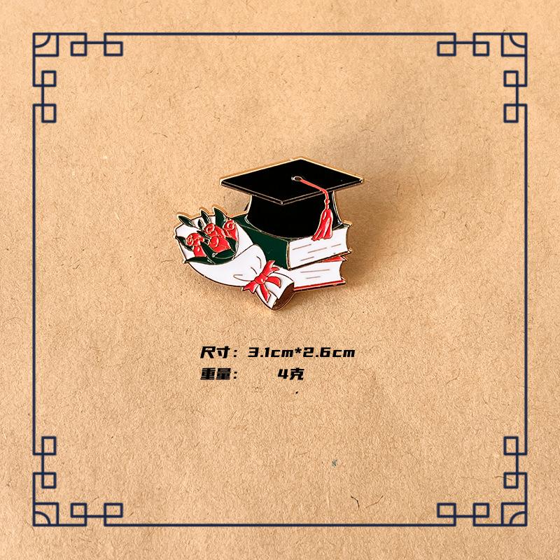 Creative Graduation Gift Metal Enamel Brooch Clip Fashion Book Hat Flower Badge Men Women Clothing Pin Fashion Jewelry Accessori
