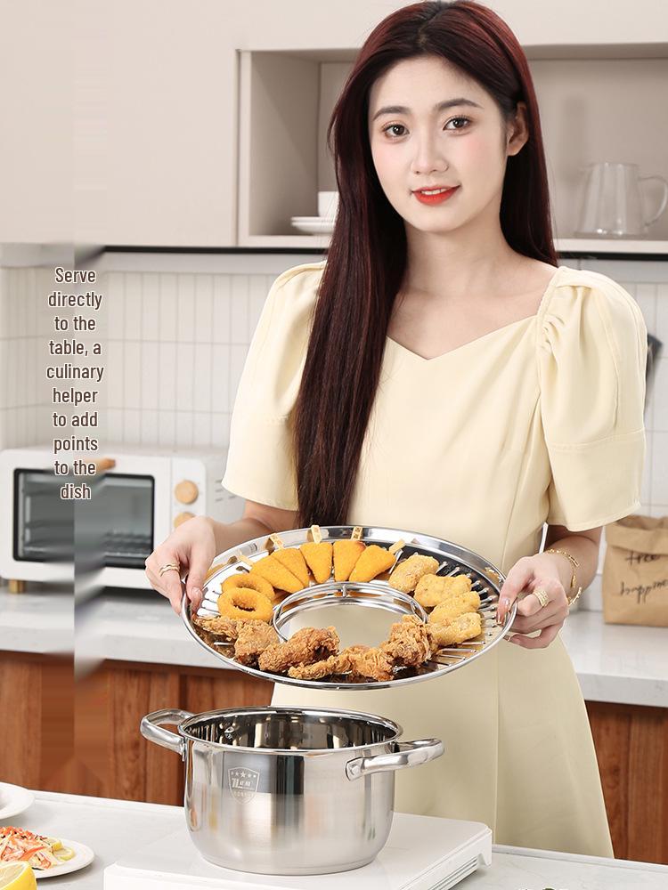 304 Stainless Steel Oil Control Tray with Side Rack for Fried Food and Skewers