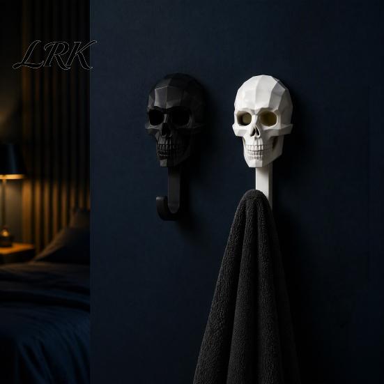 Stabiler PLA Totenkopf Hänger Wandhaken, 3D Gedruckter Gotischer Dekorativer Klebe Schlüssel Einzigartiger Badezimmer Handtuchhakenhalter, Montierter Aufbewahrungsorganisator für