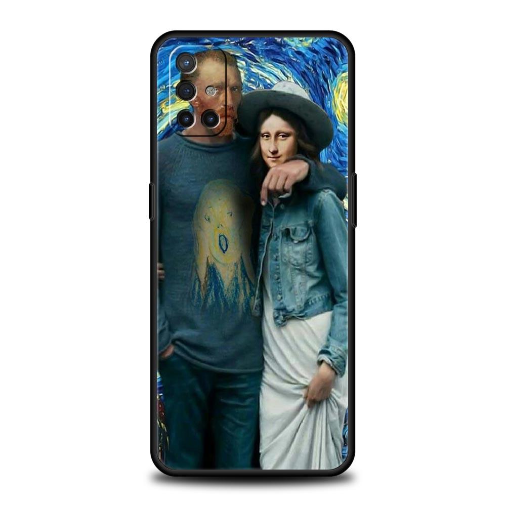 Mona Lisa Van gogh Oil Art Phone Case For OnePlus 10 9 Pro 9T 10R 9R 9RT 8T 8 7 6T 7T Nord 2T CE 2 5G N200 N10 N100 Black Cover