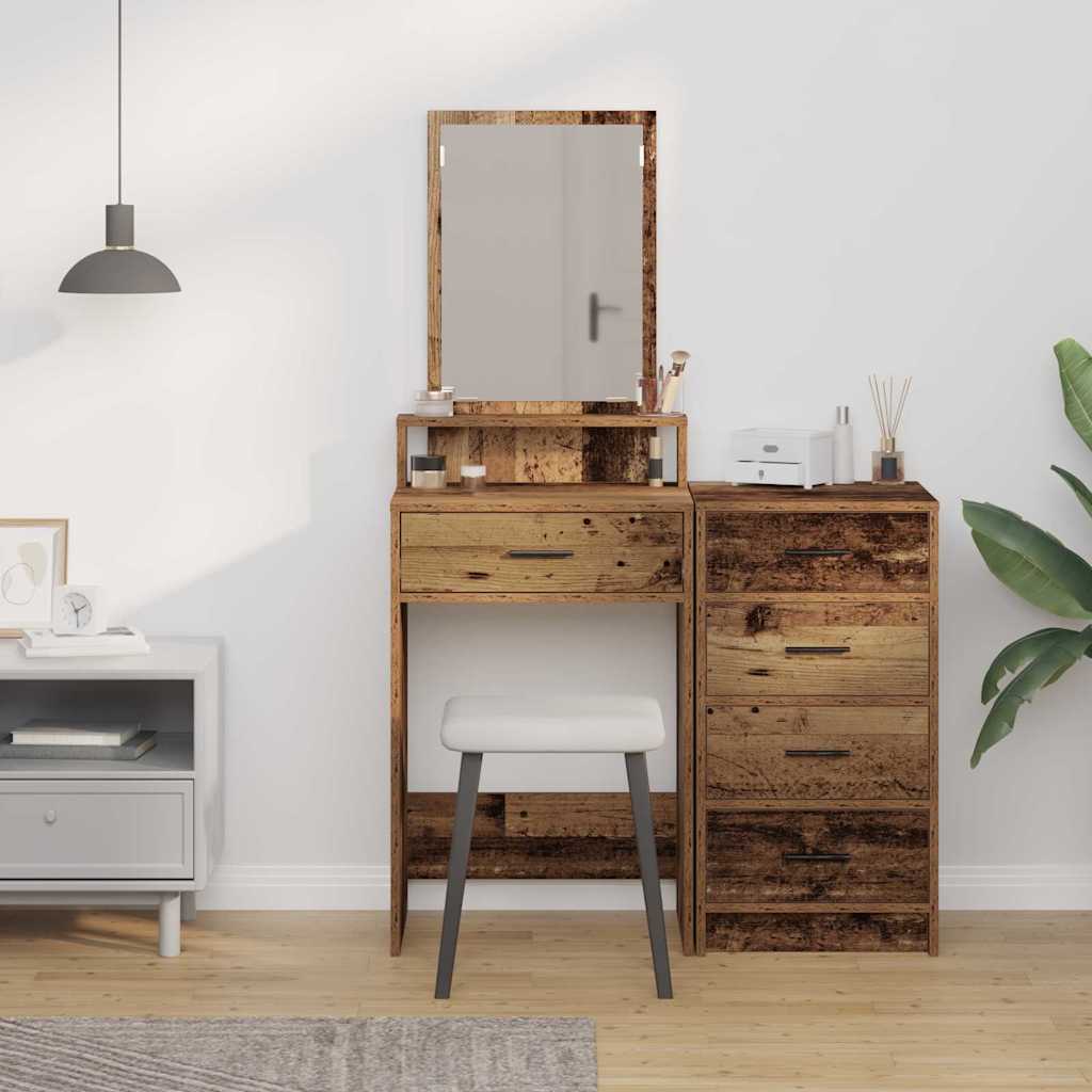 Vintage Style Makeup Table with Shelf Reclaimed Wood Look 50 x 41 x 140 cm Engineered Wood