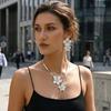 3pcs/Set OT Clasp Floral Earrings Jewelry Sets Exaggerated Snake Chain Necklace  Summer Beach