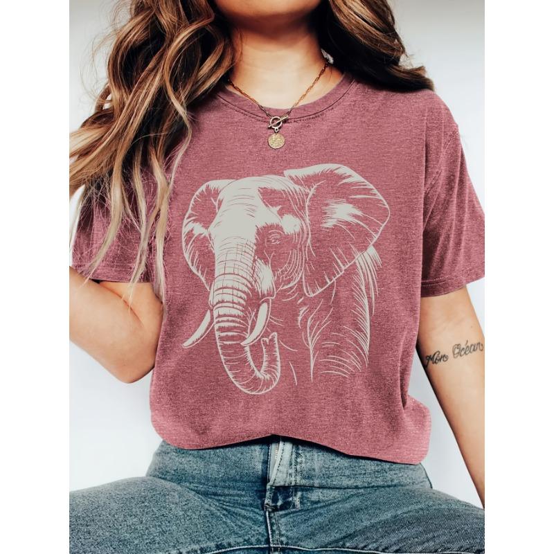 Sketch Elephant Head Print Women s T-Shirt S