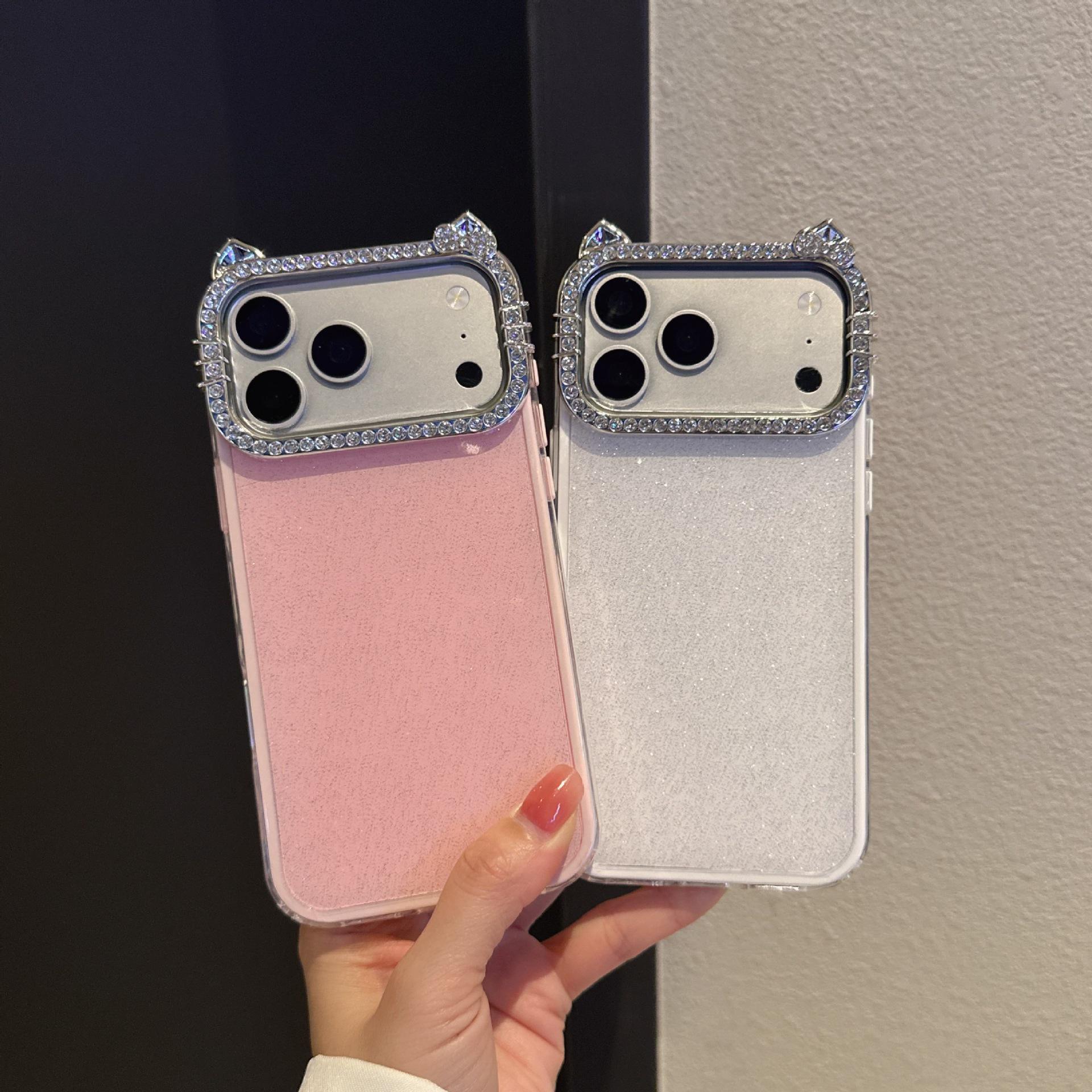 

Cat Ear Glitter 2-in-1 Case for Apple 17 Pro Max/15, Material 11/14 iPhone 14 Plus