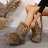 New Color Plush Medium Tube Snow Boots Women's Large Size Fluffy Women's Boots Sizes 36-44