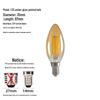 E14 LED Edison Candle Bulb, Warm Light, Flame Tip, C35 Crystal Imitation Tungsten Filament, Retro Super Bright.