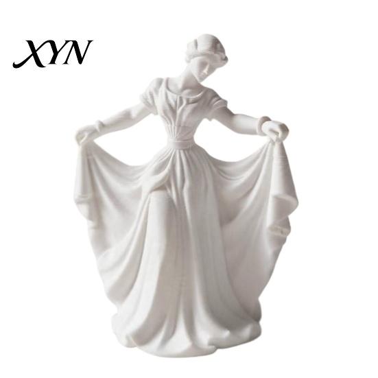 Retro Artistic Decoration 3D Printed Dancer Figurine, Elegant Dance Girl Statue with Flowing Dress, Aesthetic PLA Art Vintage Style Home Decor