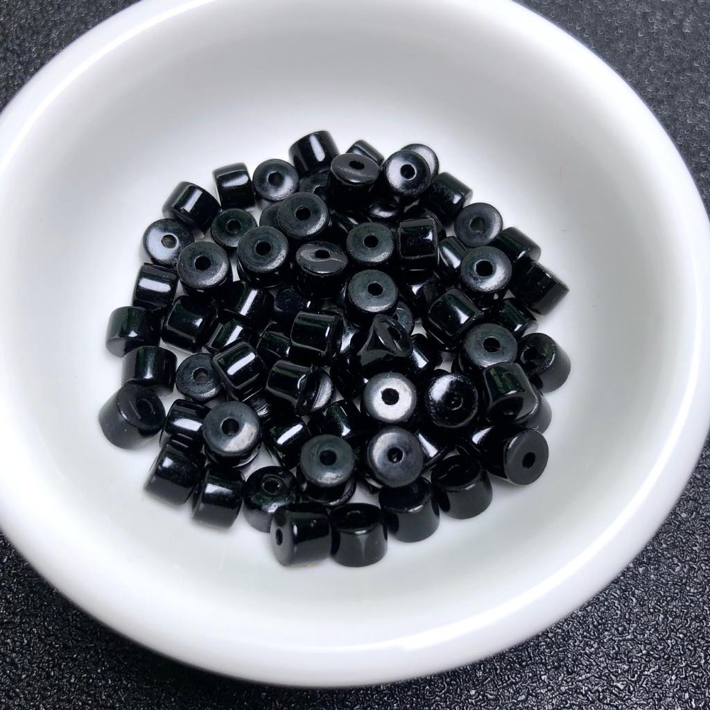 Black Agate Thick Straight-Cut Spacer Beads for DIY Jewelry