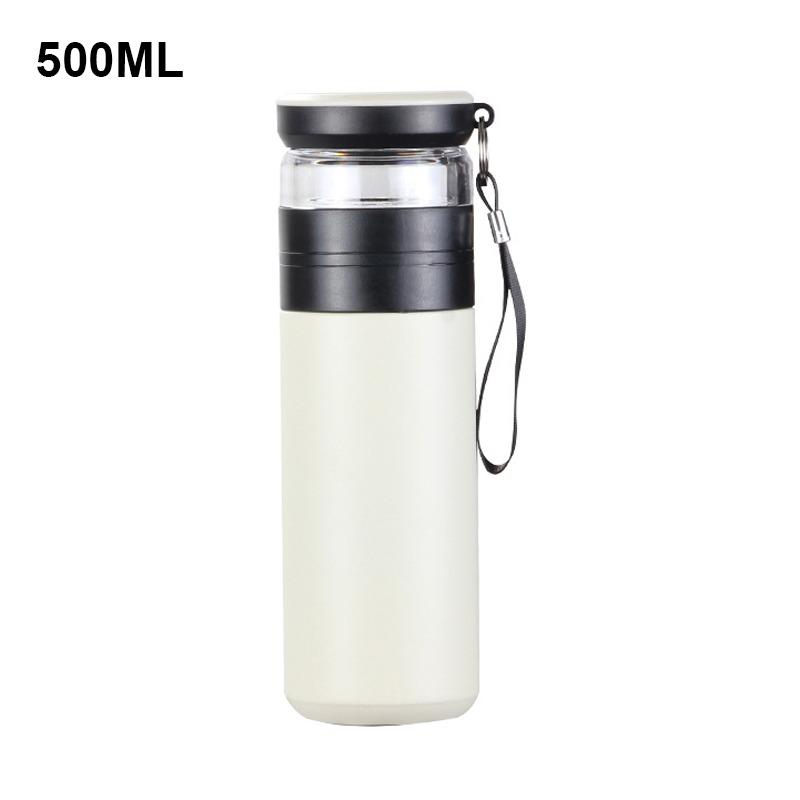 Insulated Cup with Filter Stainless Steel Tea Bottle Tea Infuser Vacuum Cup with Glass Infuser Separates Tea and Water 500ML