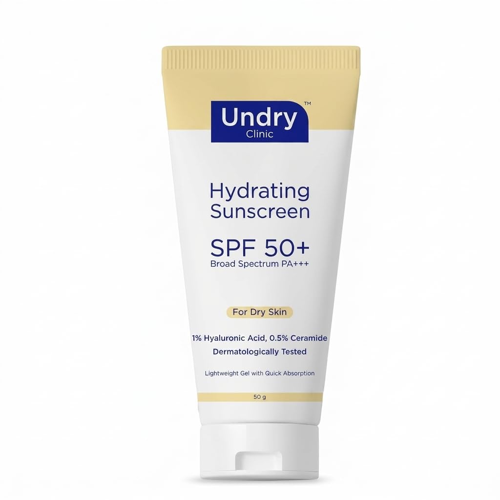 Undry Sunscreen SPF 50+ for Dry Skin, Mineral Actives, Ceramide & HA, 50g
