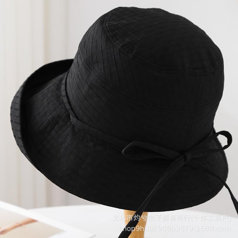 French Solid Color Bucket Hat Women's Spring and Autumn Plain and Versatile Face Small Bucket Hat Front Wide Brim Hat